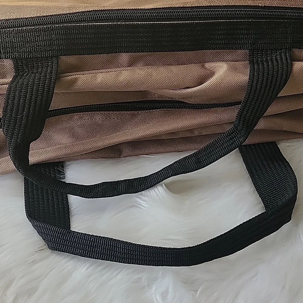 CROPPER HOPPER Tan Black Canvas Scrapbooking Craft‎ Organizer Travel Tote Bag